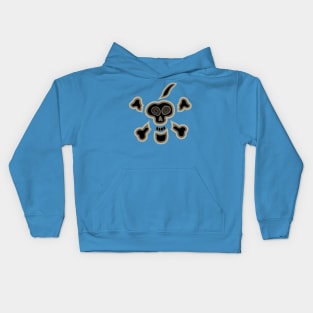 Black skull with grey outlines Kids Hoodie